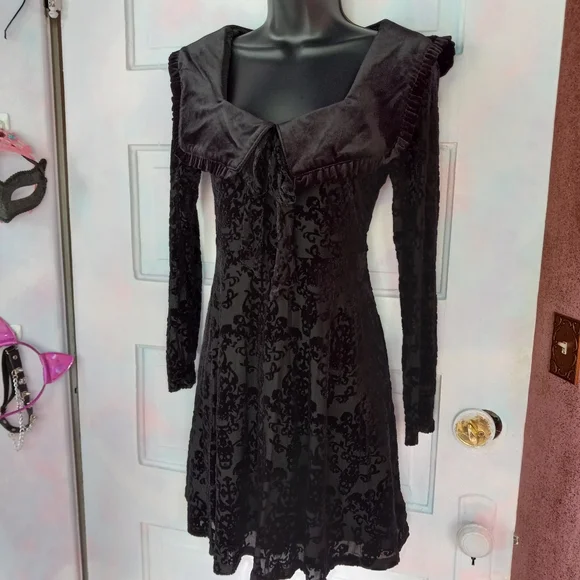 SOLD! Killstar velvet soft Lydia Deets inspired dress w/Victorian skull design - Picture 1 of 13
